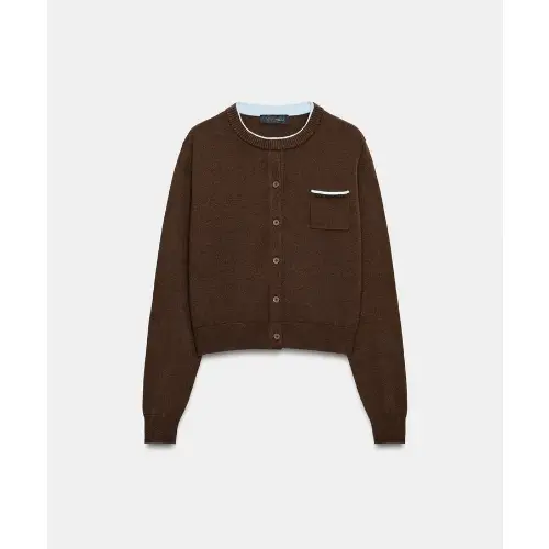 ZARA コントラストニットカーディガン