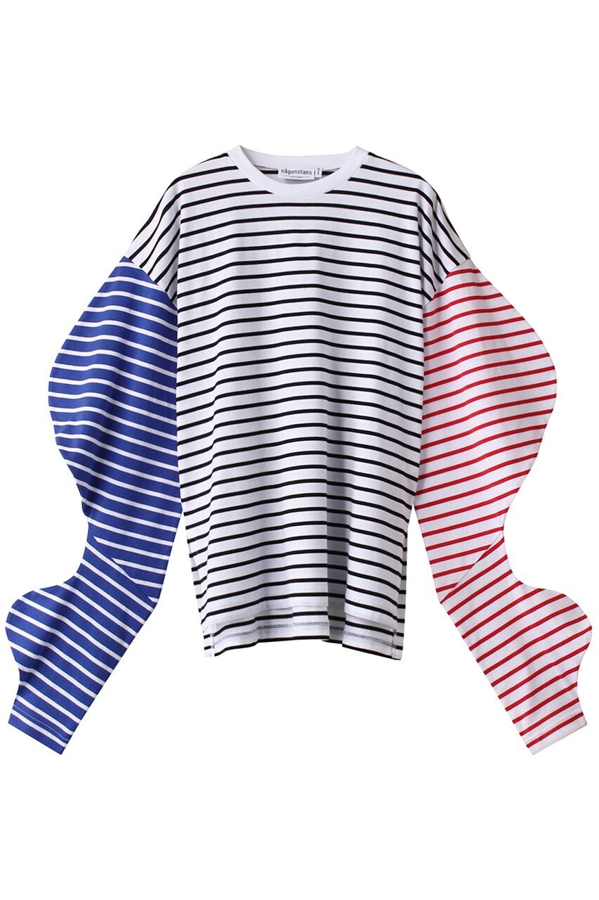 nagonstans MIX Border Twist Sleeve ロングTシャツ