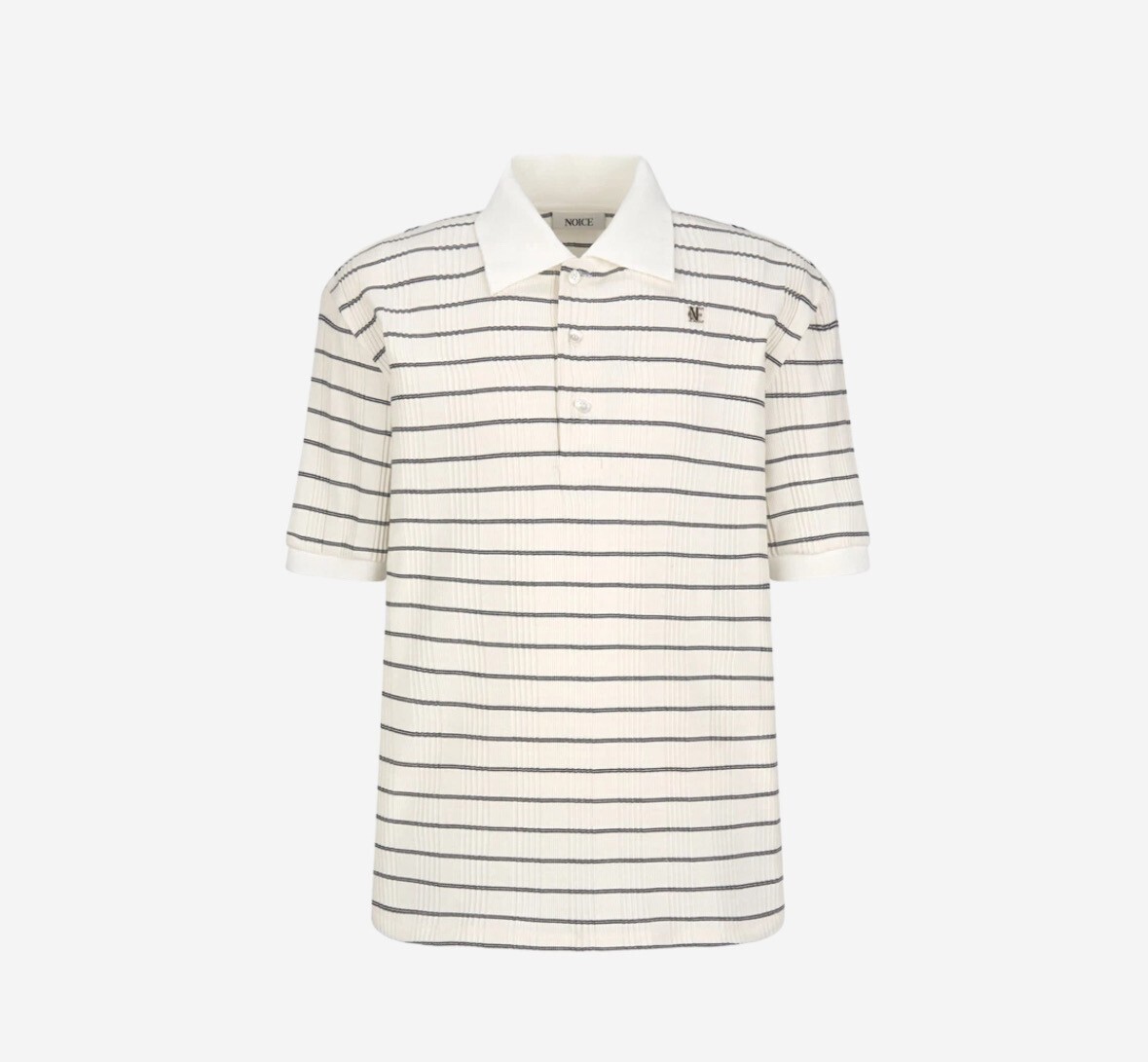 Noice Noice Logo Striped Polo T-Shirt White