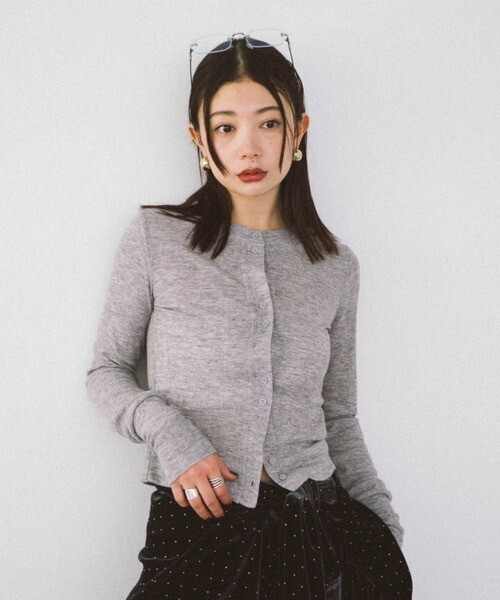 HANNE シアーリブカーディガン