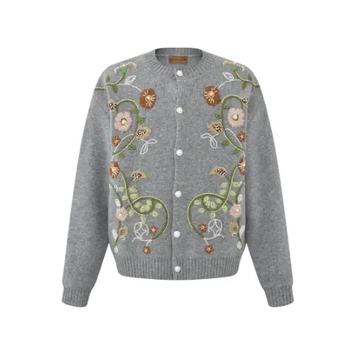 Birth Of Royal Child Hand-Embroidered Floral Pearl Cardigan