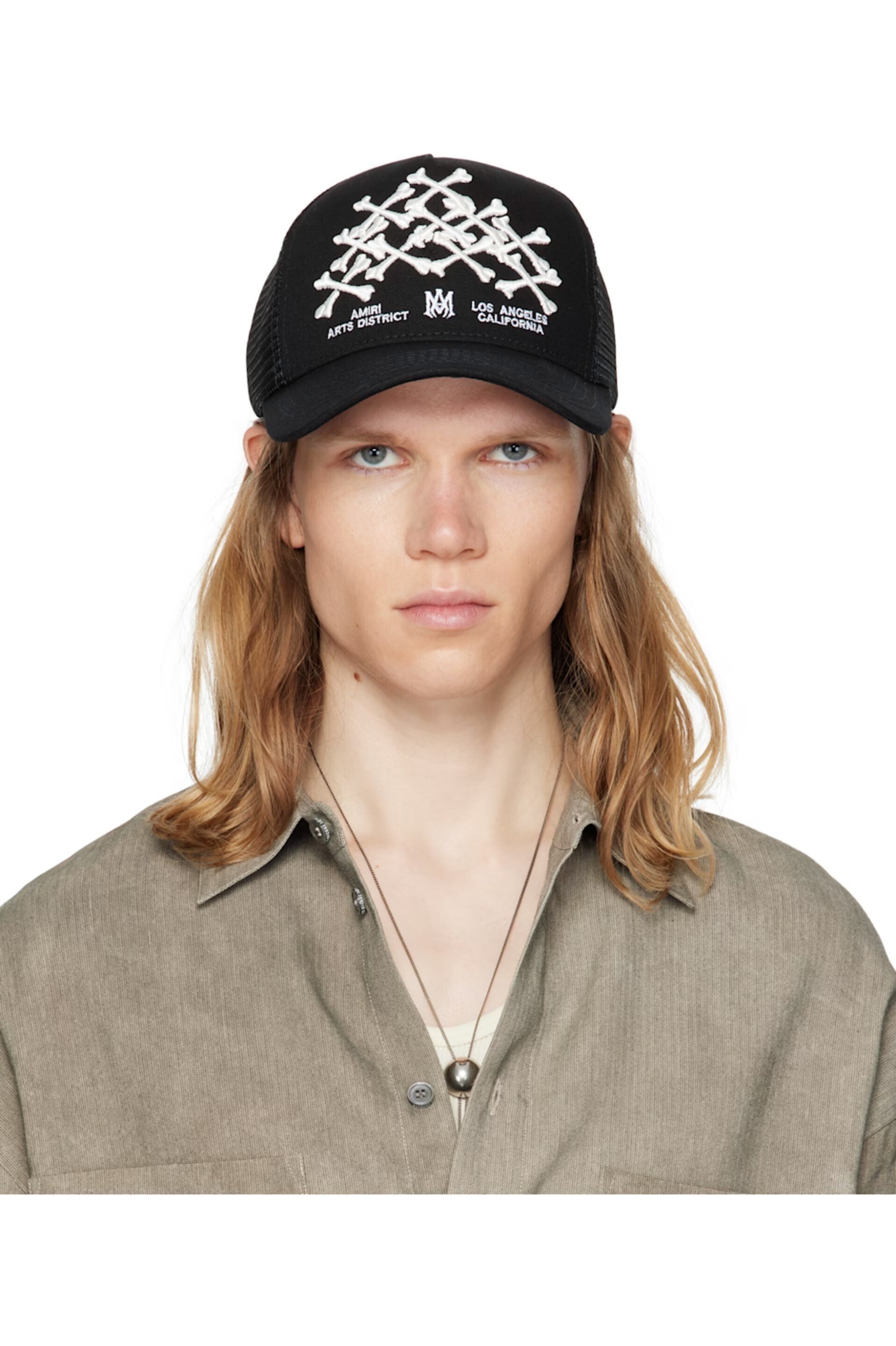 AMIRI ブラック Bones Stacked トラッカーキャップ