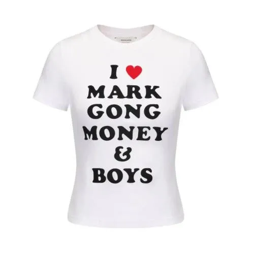 MARK GONG Slogan Slim-fit Short-sleeved T-shirt