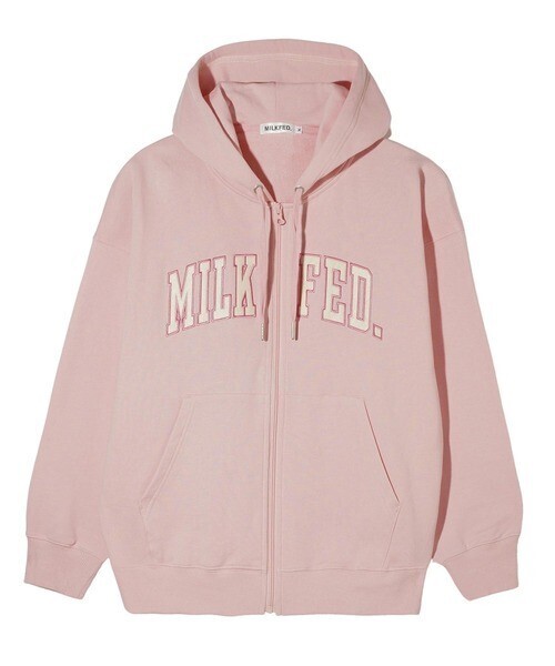 MILKFED. COLLEGE LOGO PATCH ZIP UP HOODIE