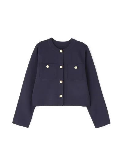 NATURAL BEAUTY BASIC エンブレムボタンニットジャケット