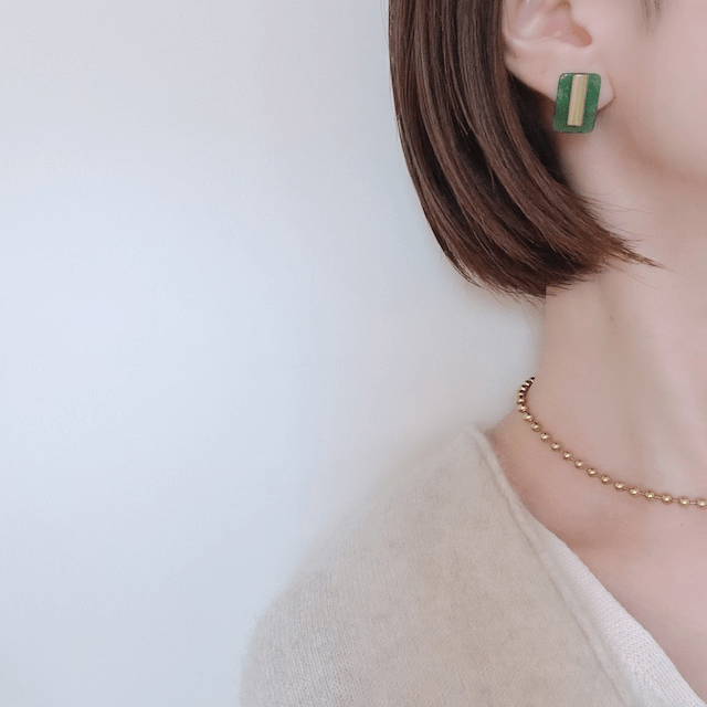 MU MU/ ストーンプレートピアス