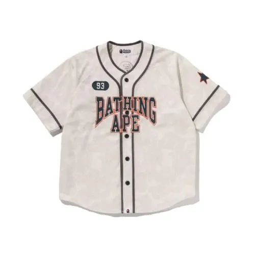 A BATHING APE SOLID CAMO MULTI LOGO BASEBALL SS SHIRT