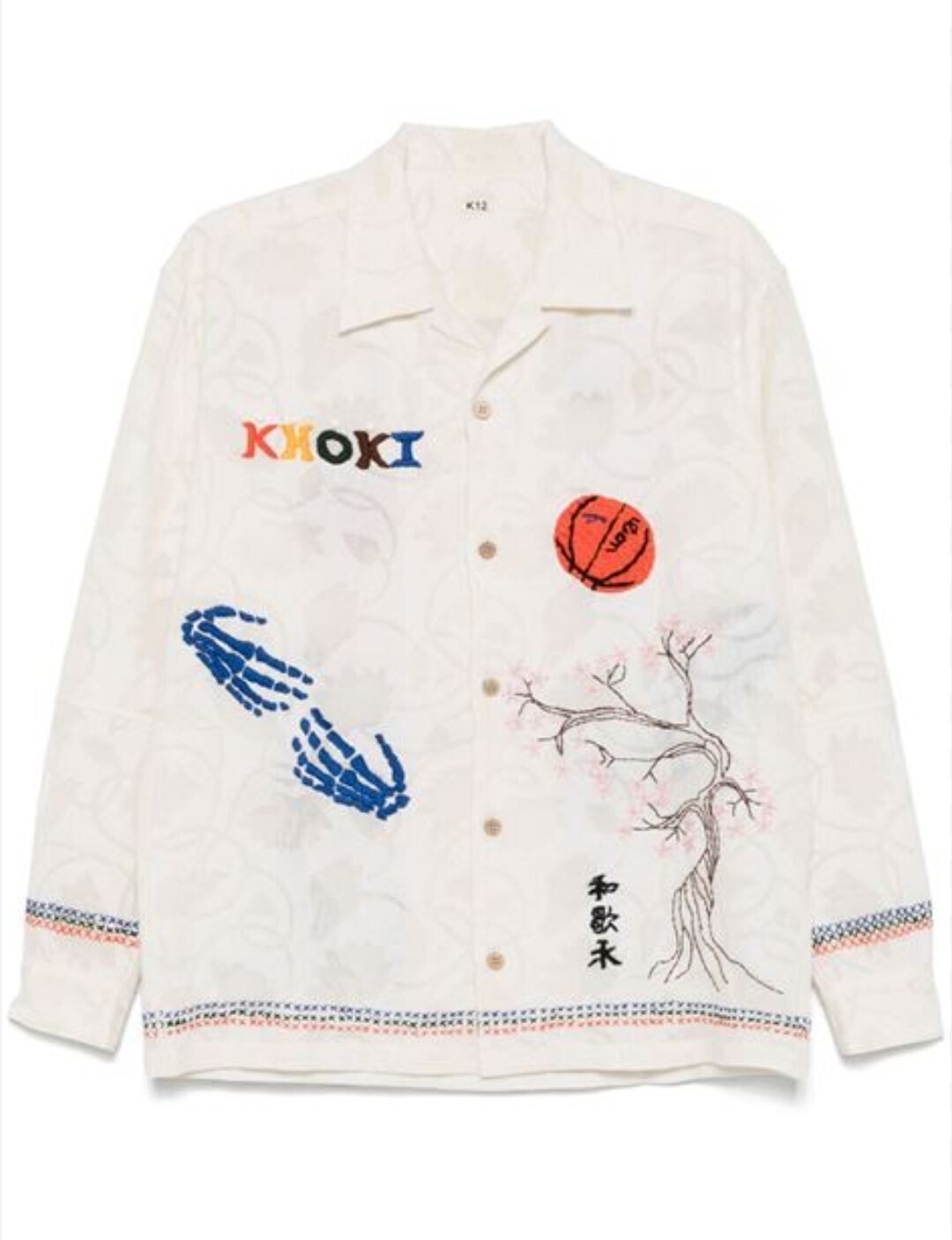 KHOKI EMBROIDERED-DESIGN LONG SLEEVE SHIRT