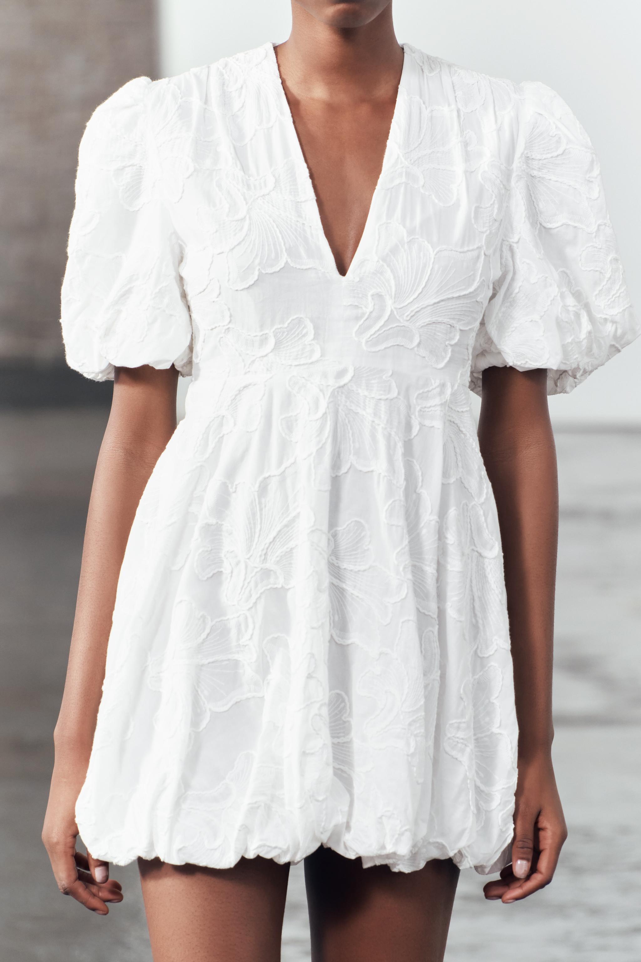 ZARA ZW COLLECTION VOLUMINOUS DRESS WITH EMBROIDERY