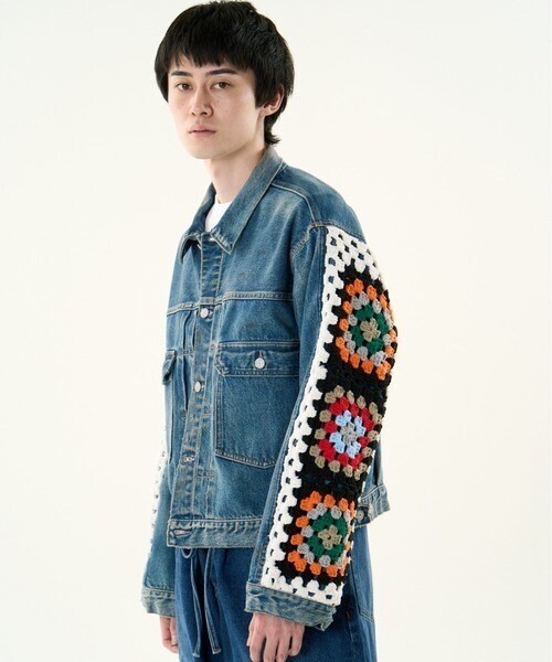 DISCOVERED DISCOVERED CROCHET DENIM BLOUSON