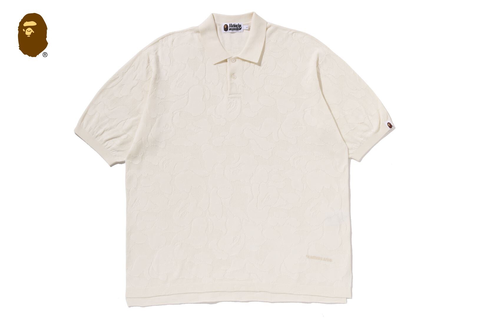 A BATHING APE SOLID CAMO JACQUARD RELAXED FIT POLO SHIRT