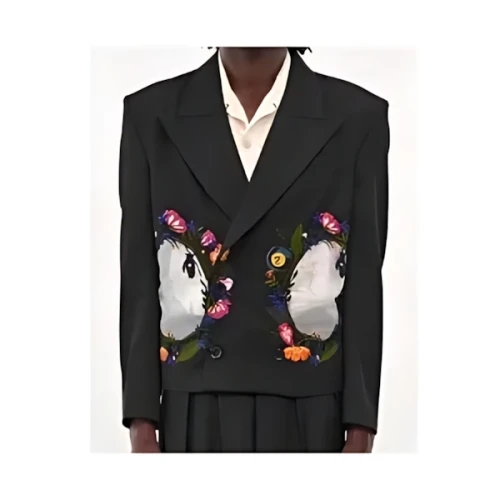 KHOKI Embroidered Sheer Panel Blazer