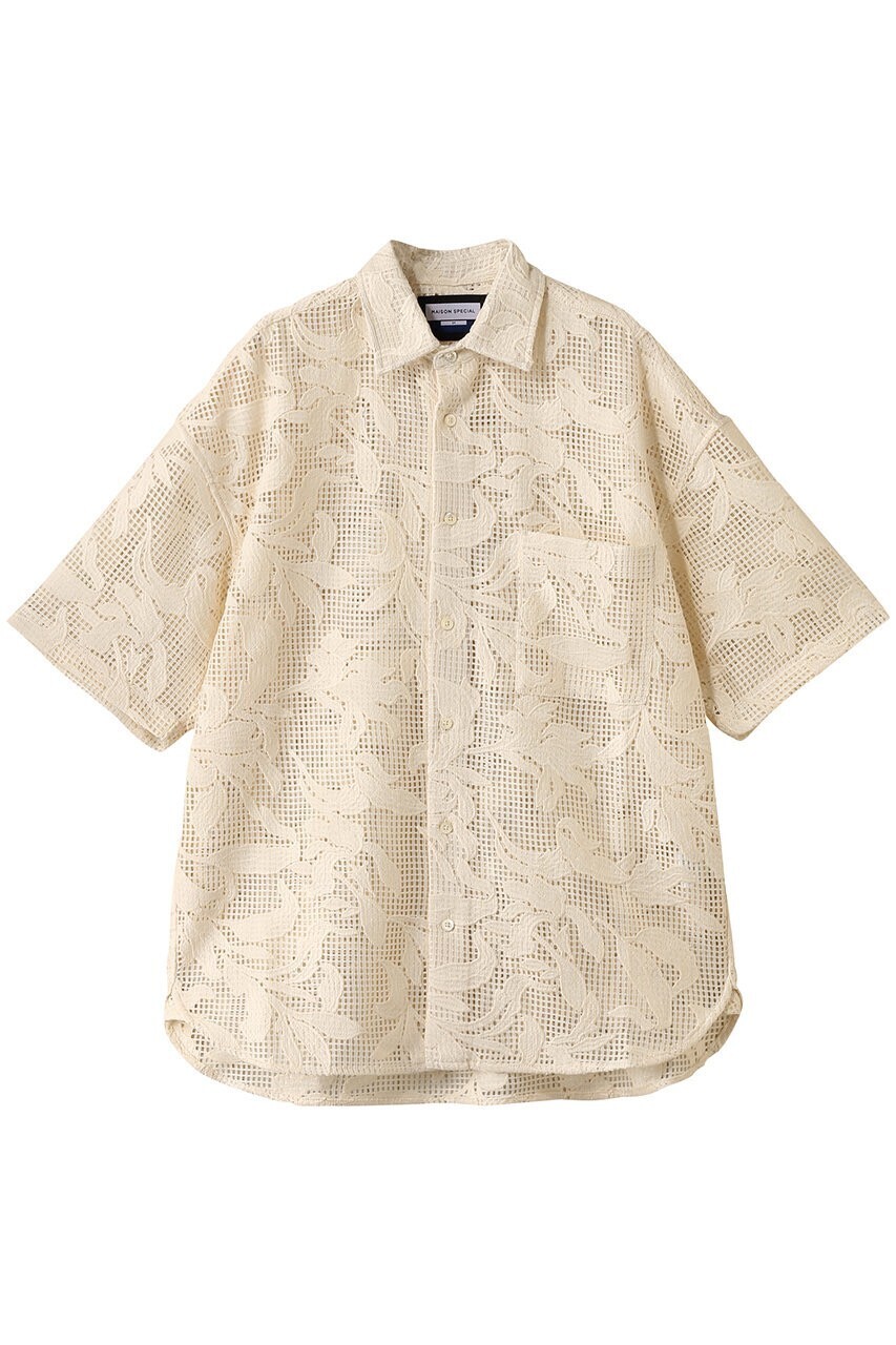 MAISON SPECIAL 【UNISEX】メッシュフラワー刺しゅう半袖シャツ