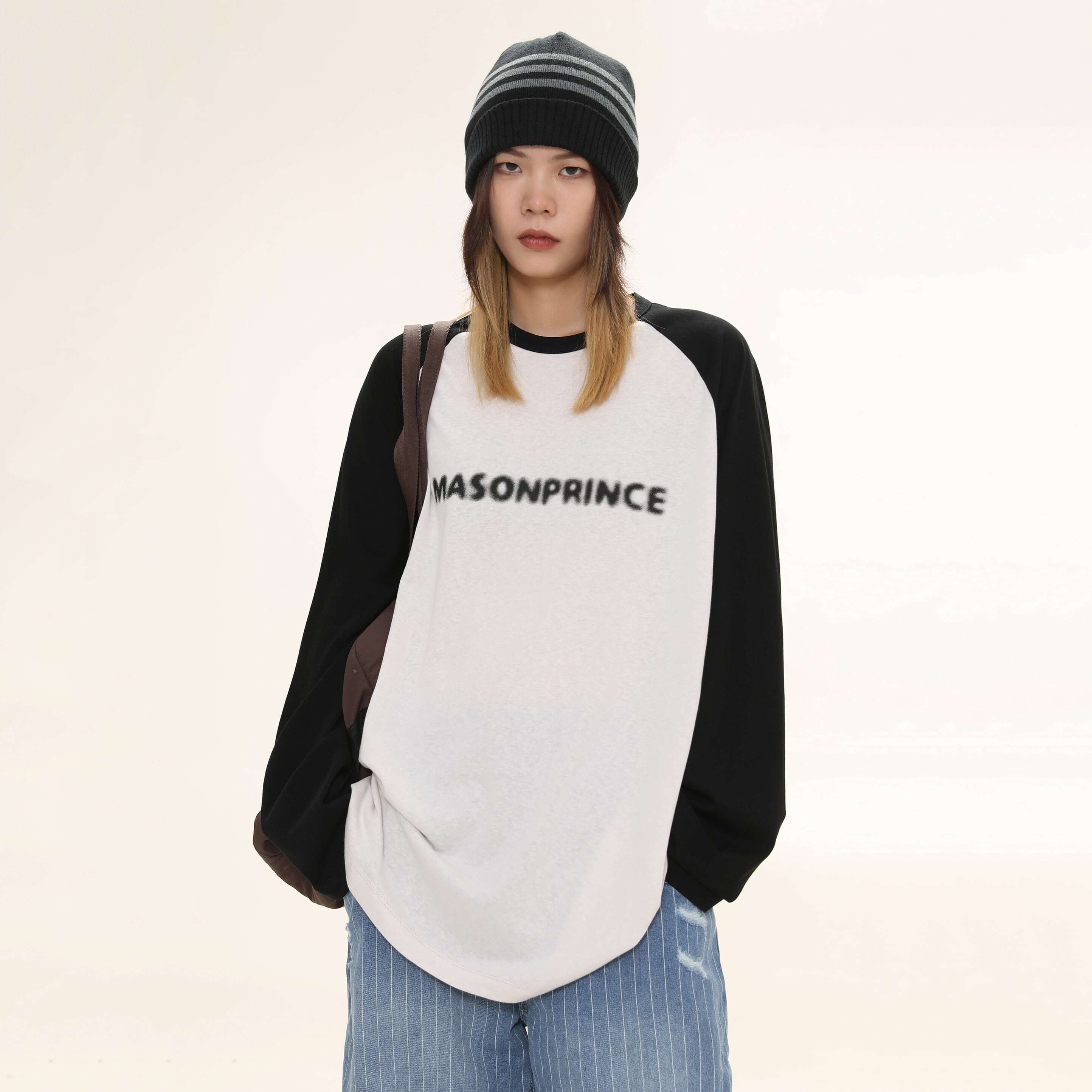 MASONPRINCE オーバーサイズフロントロゴラグランロンTEE