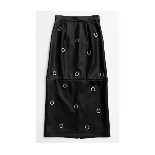 PRANK PROJECT Eyelet Vegan Leather Skirt