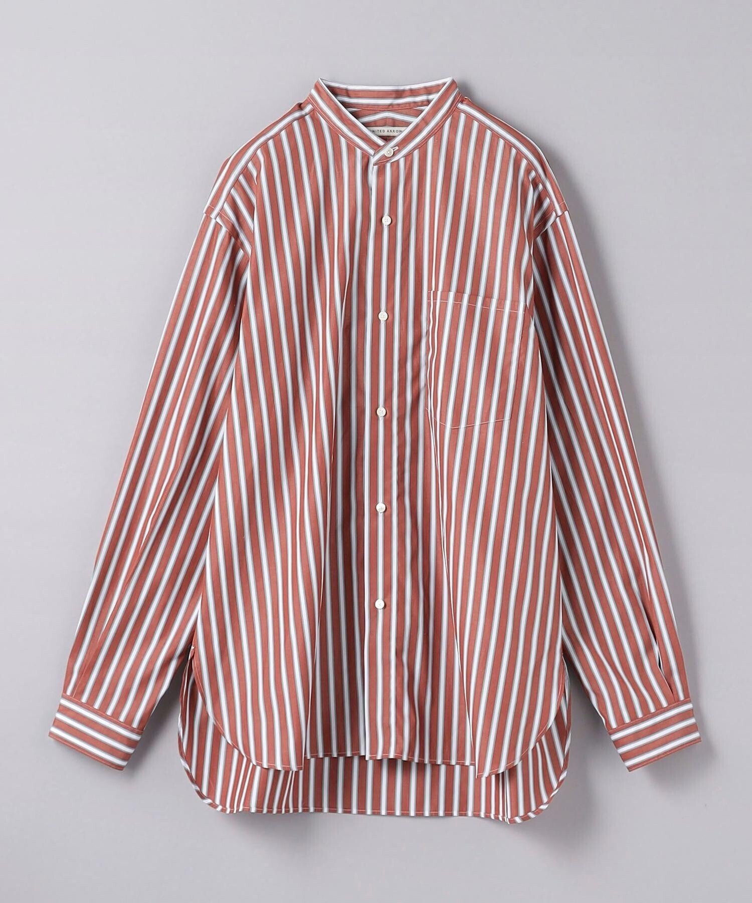 UNITED ARROWS THOMAS MASON/マルチストライプ バンドカラーシャツ