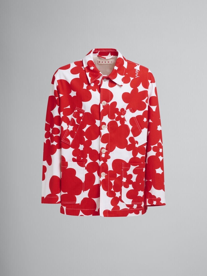 MARNI レッド ホワイト Dillies プリントジャケット