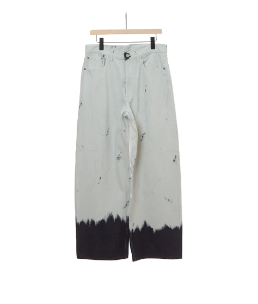 ESLOW 24SS MENS BLEACHED DENIM CROPPED PANTS