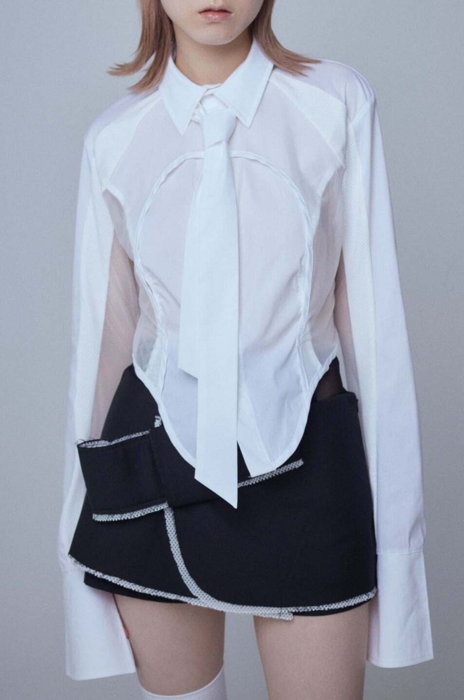neith. Mesh Tied Shirt