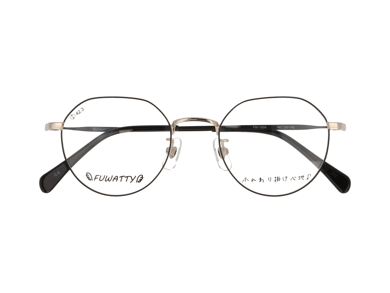 メガネのアイガン FUWATTY FW-1004 C-5 【ホワイトゴールド×ブラック】