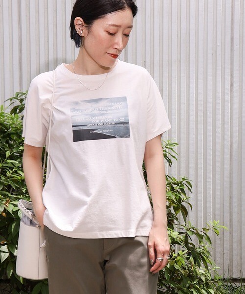 INDIVI 【洗える/コットン100％】セミAフォトTシャツ
