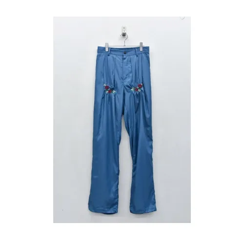 newRose Embroidery Wrinklework Tuck Pants