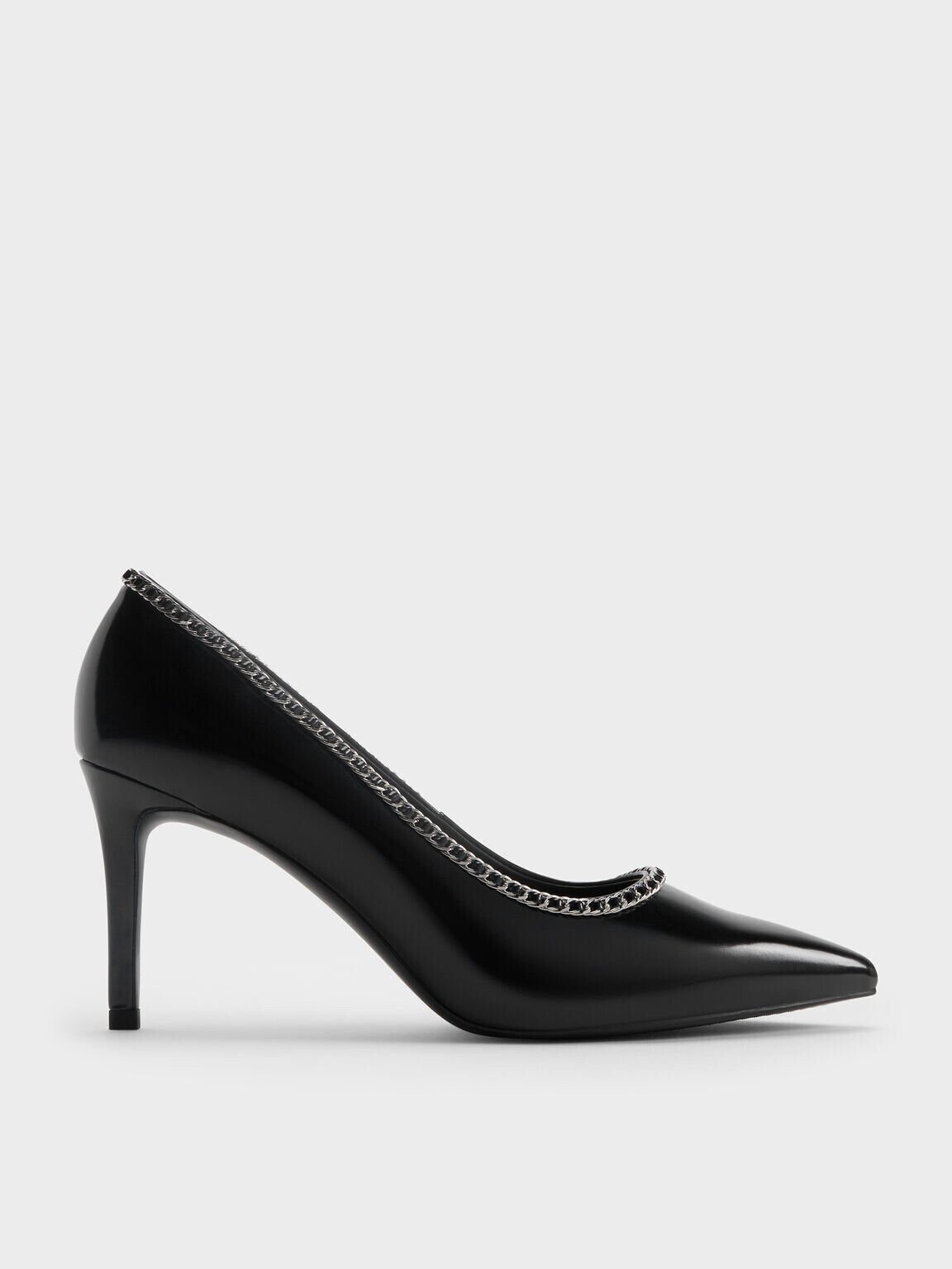 CHARLES & KEITH ブレイドチェーン ポインテッドトゥパンプス - ブラックボックス