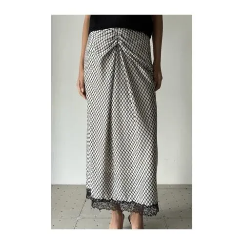 FETICO JERSEY CHECK DRAPED SKIRT