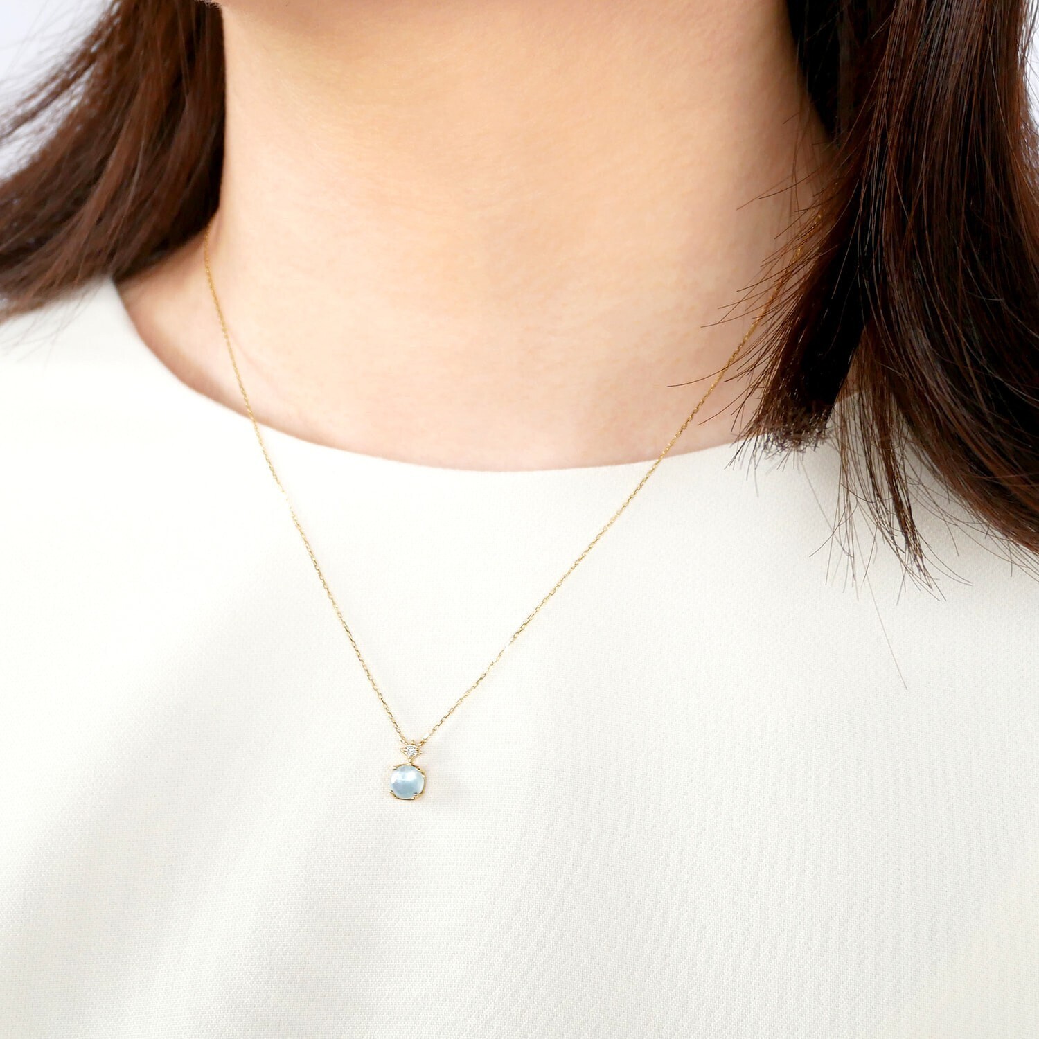 Vendome Aoyama シェル ブルートパーズ ネックレス