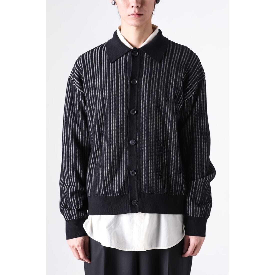 mfpen Formal Cardigan （Black Stripe）