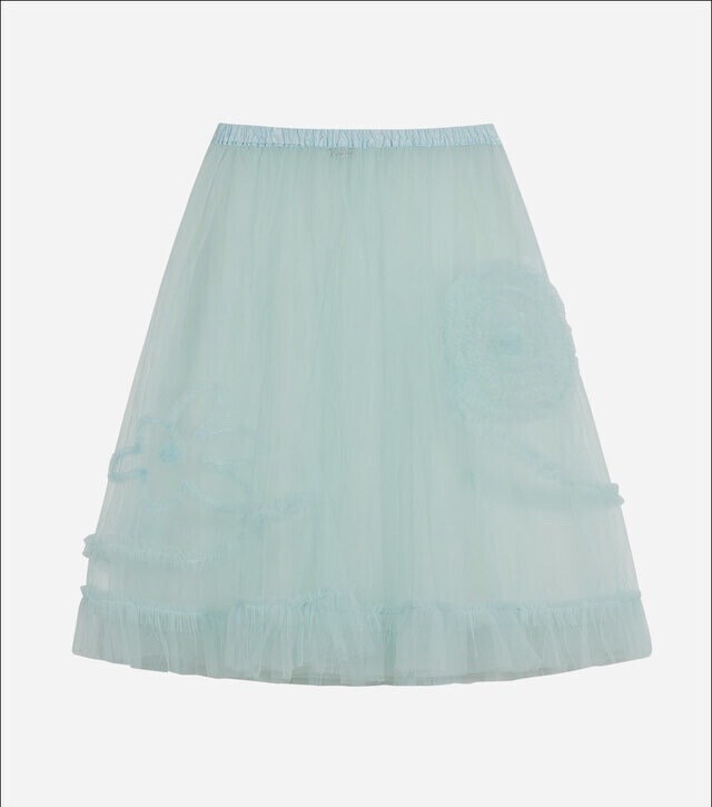 TYPESERVICE Mesh Layered Ruffle Skirt [Blue]