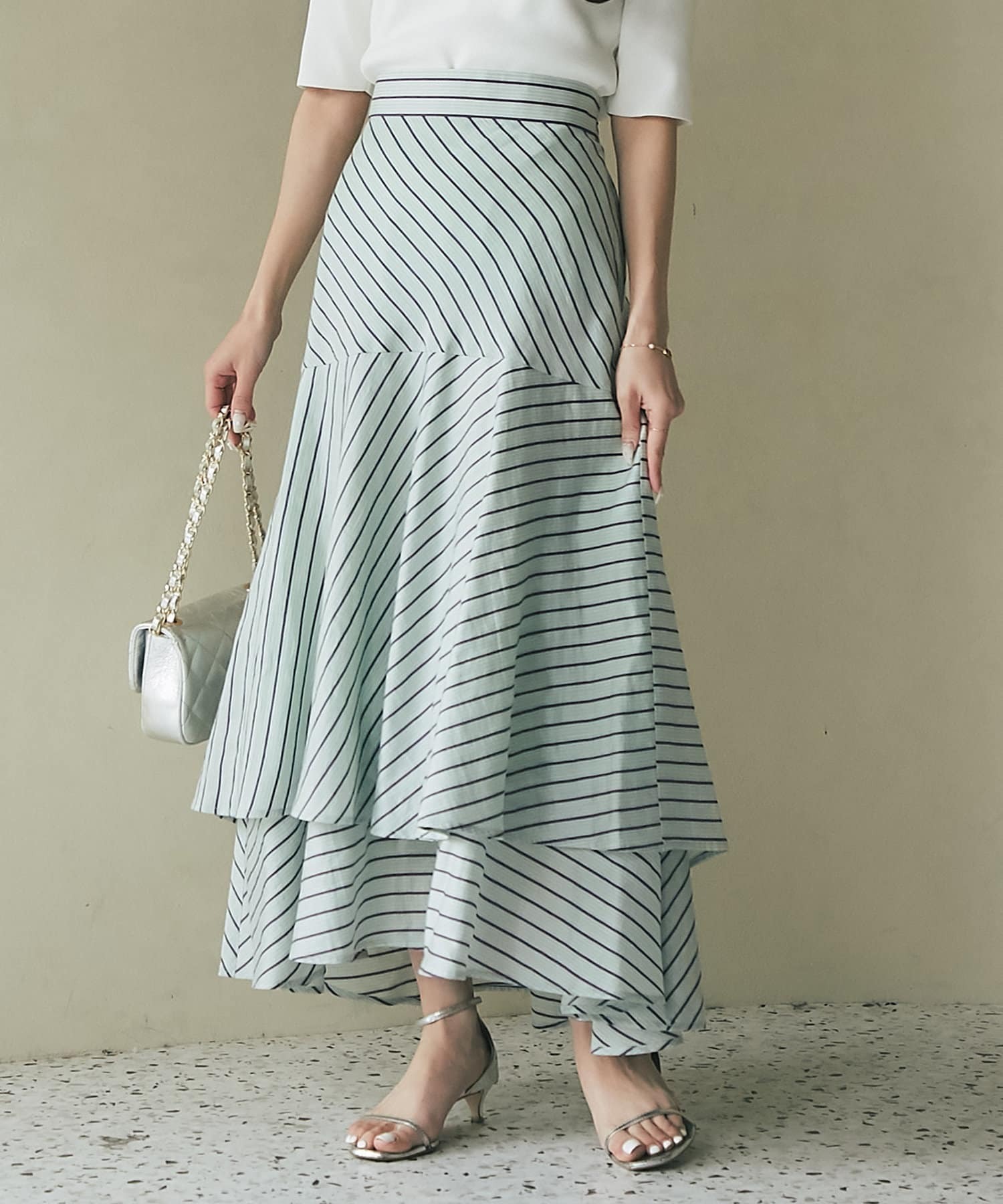 La boutique BonBon ストライプティアードスカート