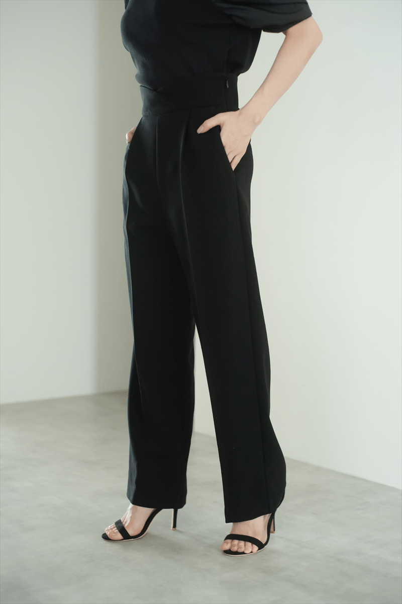 maison de Dolce. オーバーラップストレートパンツ【black】