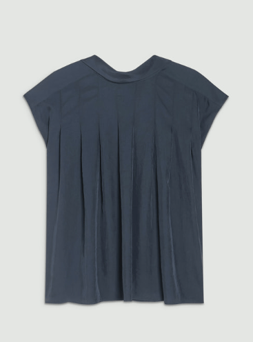 Theory 2WAYタイネックショートスリーブブラウス Washed Twill