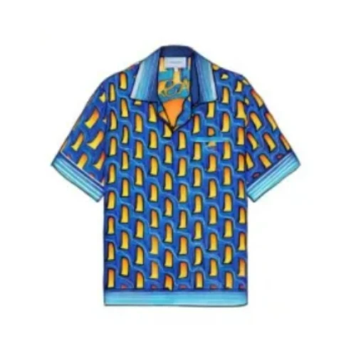 CASABLANCA L'ARCHE DE NUIT CUBAN COLLAR SILK SHIRT