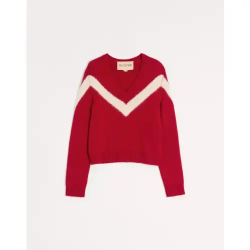 VALENTINO Vロゴリボン ウール ニットプル