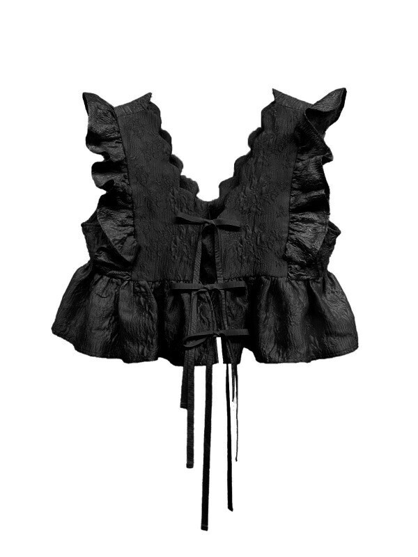 Honey mi Honey jacquard frill tops