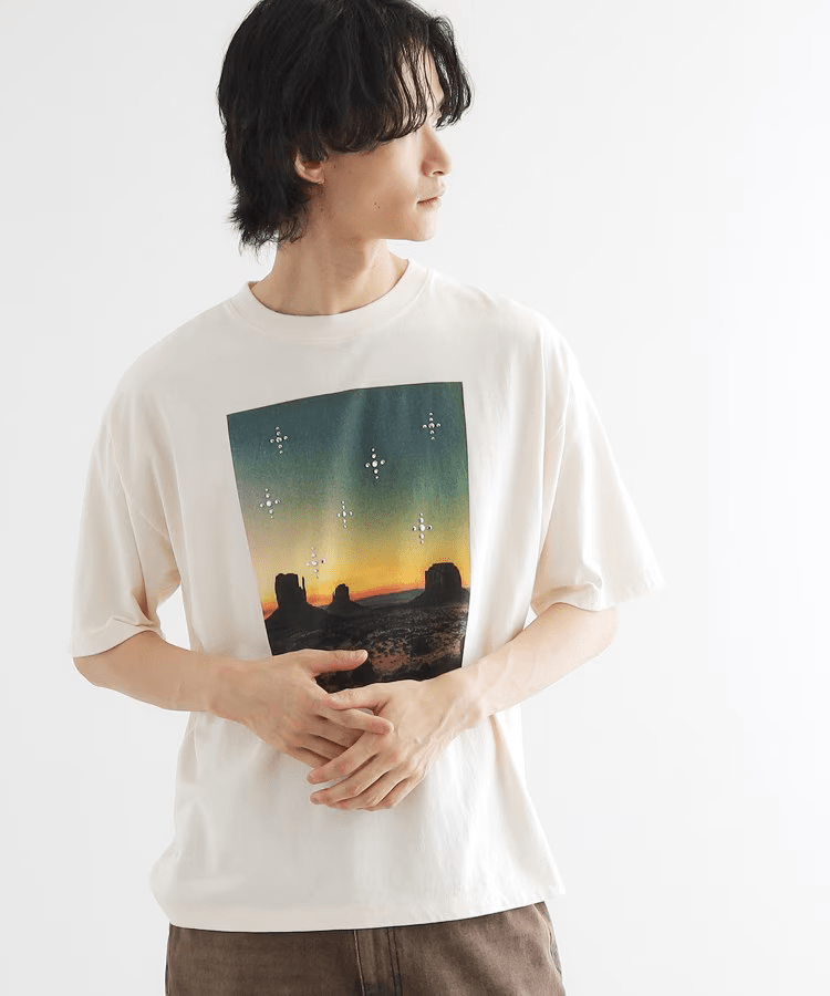 tk.TAKEO KIKUCHI ウェスタンフォトスタッズTシャツ