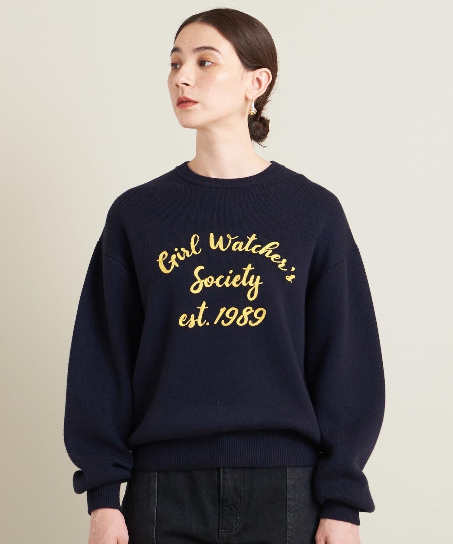 BEAUTY&YOUTH UNITED ARROWS エンブロイダリー ロゴクルーネックニットプルオーバー