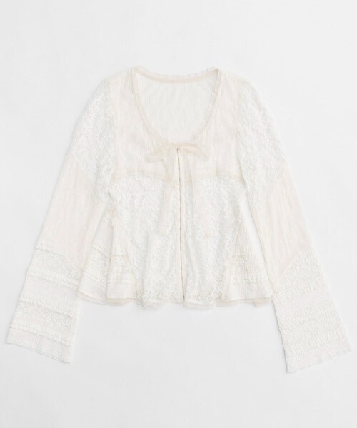 MAISON SPECIAL Lace Fabric Docking Cardigan/レースドッキングカーディガン