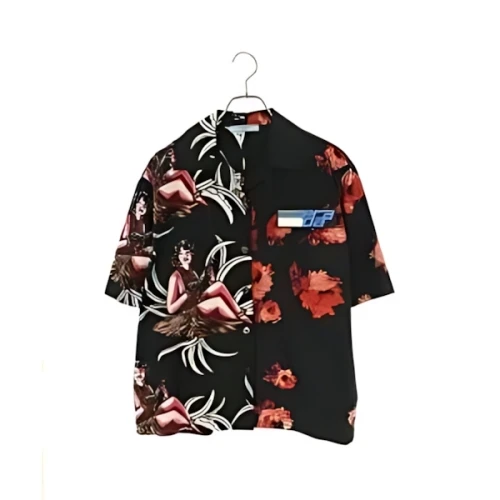 PRADA コンビネーションプリント半袖シャツ