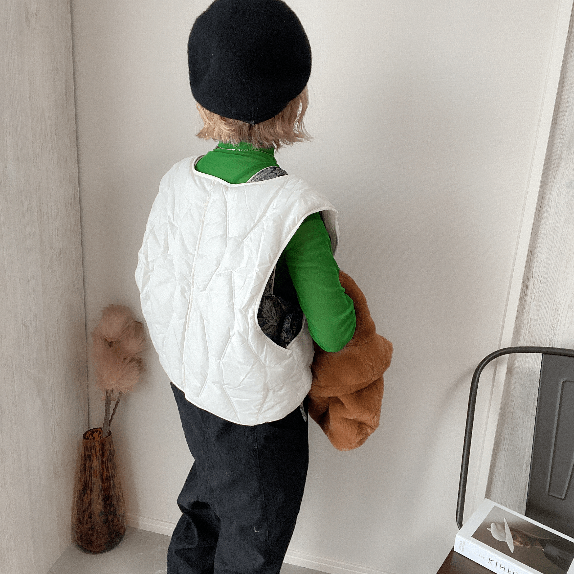 Chich&Sally cachecoeur quilting short vest【White】