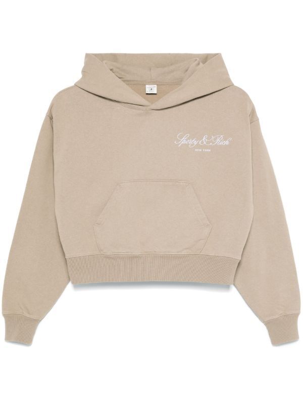 Sporty & Rich Vendome script cropped hoodie