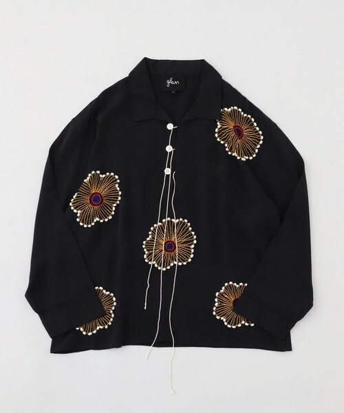 GLASS CYPRESS Black Silk Sunflower Tunic