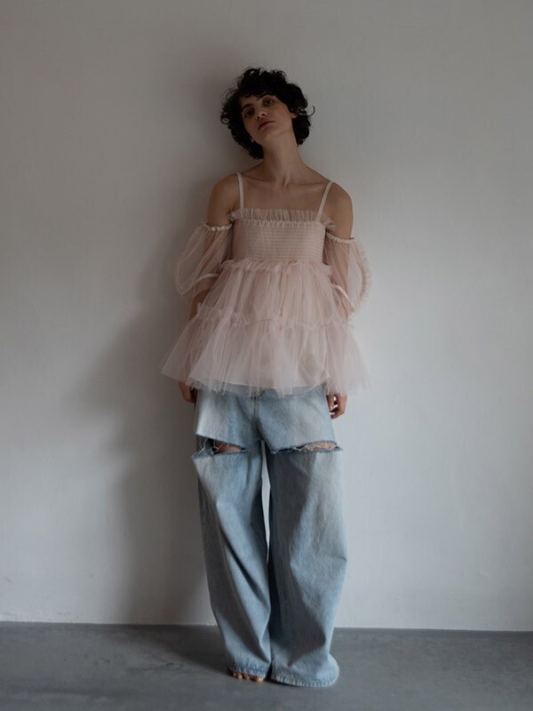 Honey mi Honey tulle off shoulder blouse