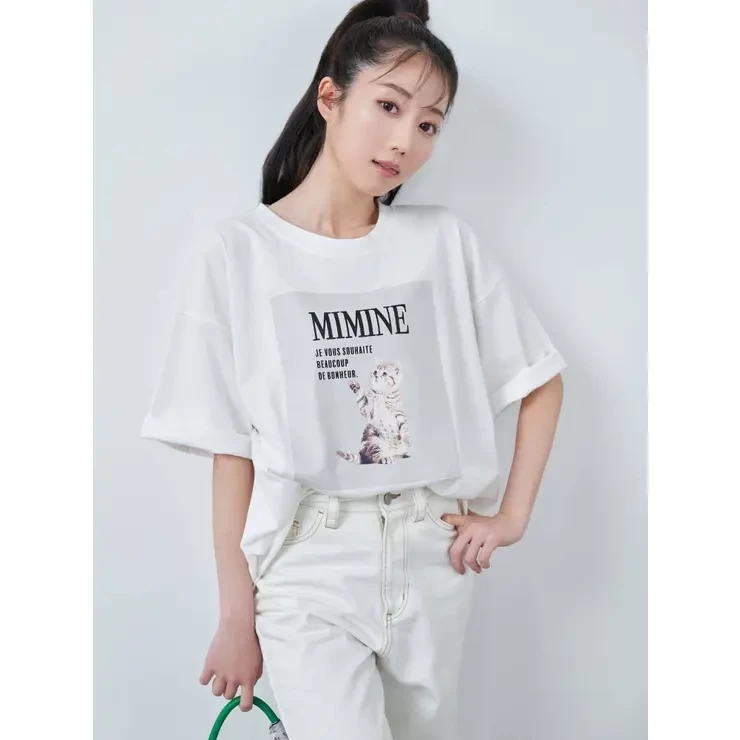 dazzlin 【大谷映美里コラボ】キャットアートビッグTシャツ