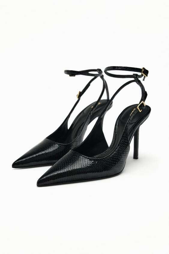 ZARA アニマル柄ヒールスリングバックシューズ