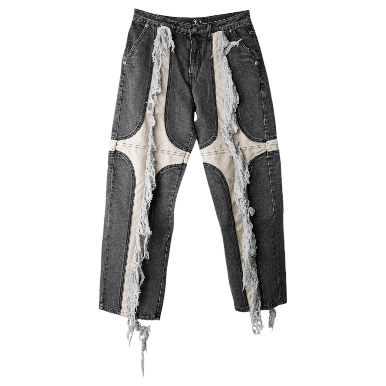 THUG CLUB MOHICAN LEATHER DENIM PANTS