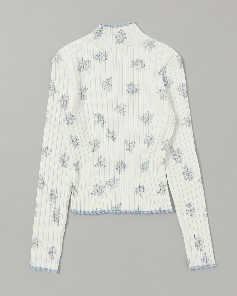 POPPY BLUE FLOWER RIB KNIT TOP