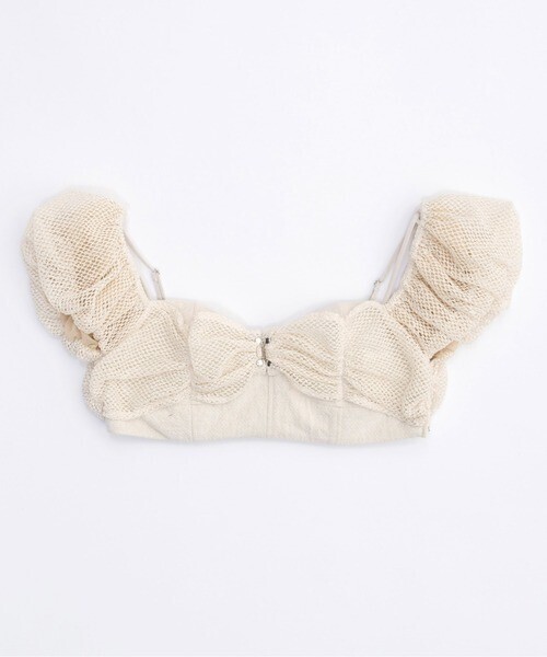 MAISON SPECIAL 2way Slab Mesh Layered Bustier Tops